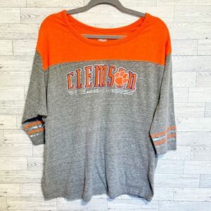 Rivalry Threads‎ Clemson Tigers Paw Print Gray Orange TShirt Women XL 16 18